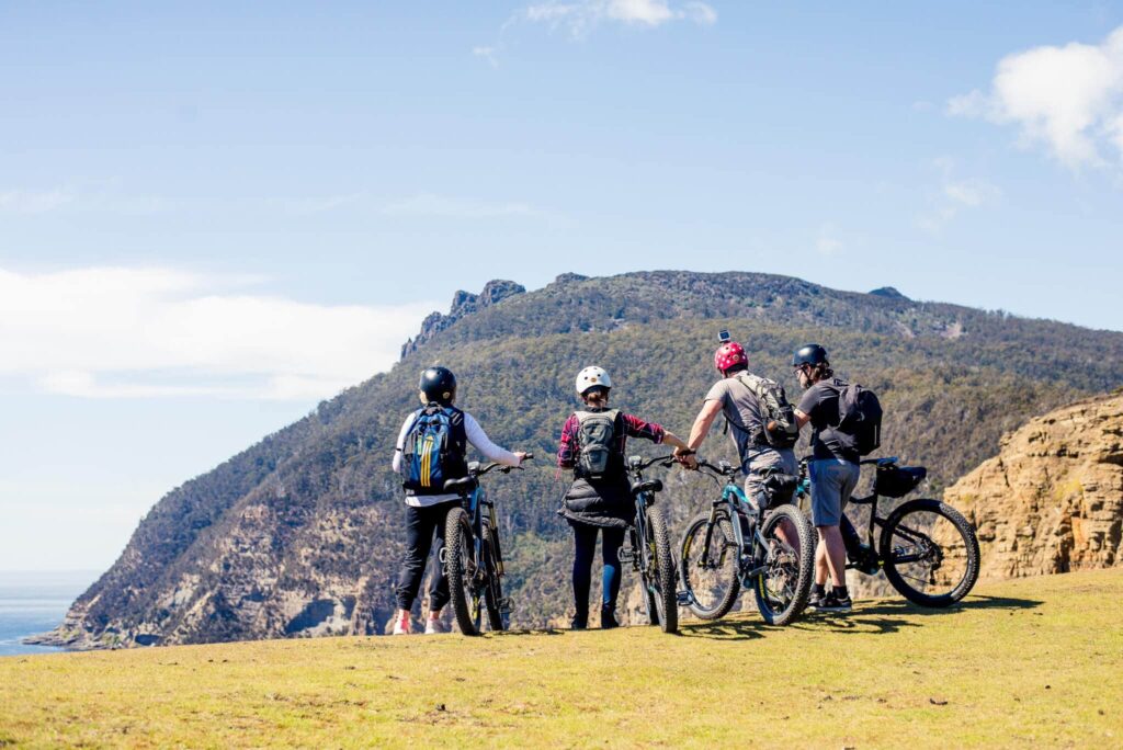 Group of 4 people on an experience with Tasmanian eBike Adventures